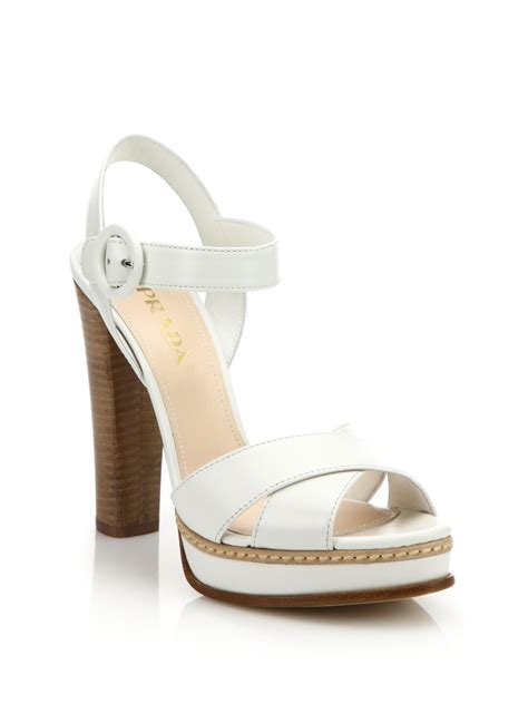 Prada white with tortoise shell chain sandals 